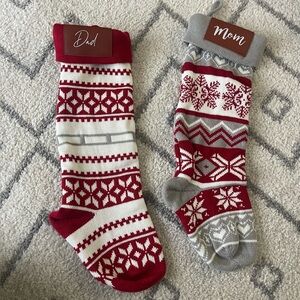 Red and Gray Christmas Stockings Set